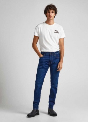 Pepe Jeans Mid-rise Regular Fit Jeans Denim Herr Blå | 248016RBD