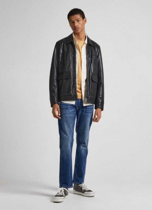 Pepe Jeans Mid-rise Regular Fit Jeans Slim Jeans Herr Blå | 038146ANB