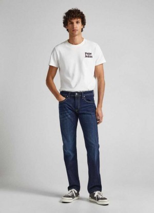 Pepe Jeans Mid-rise Regular Fit Jeans Straight Jeans Herr Blå | 623049RBS