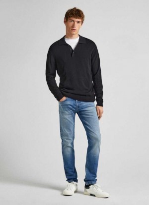 Pepe Jeans Mid-rise Slim Fit Jeans Denim Herr Blå | 608943LVX