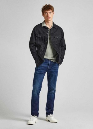 Pepe Jeans Mid-rise Slim Fit Jeans Denim Herr Blå | 128753ULT