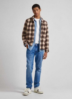 Pepe Jeans Mid-rise Slim Fit Jeans Slim Jeans Herr Blå | 426091VCG