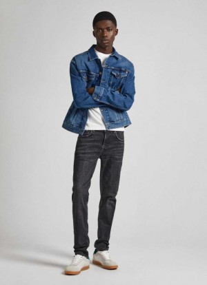 Pepe Jeans Mid-rise Slim Fit Jeans Slim Jeans Herr Blå | 245983YSL