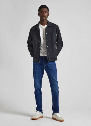 Pepe Jeans Mid-rise Taper Fit Jeans Denim Herr Blå | 163890EKR
