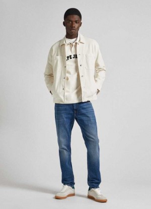 Pepe Jeans Mid-rise Taper Fit Jeans Denim Herr Blå | 120453IAX