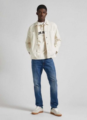 Pepe Jeans Mid-rise Taper Fit Jeans Jeans Herr Blå | 924051GUW