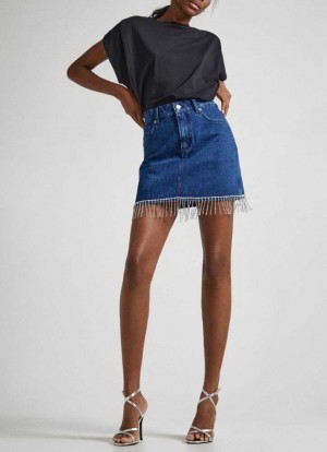 Pepe Jeans Mini Skirt In Denim Fabric Denim Dam Blå | 923167XVP