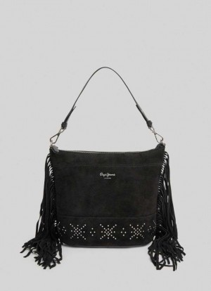 Pepe Jeans Mocka Handbag Väskor & Ryggsäck Dam Svarta | 790368YRV