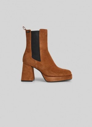 Pepe Jeans Mocka Platform Ankle Boots Stövlar Dam Bruna | 897640XLE