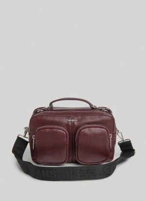 Pepe Jeans Multiple Pocket Bag Väskor & Ryggsäck Dam Vinröda Röda | 375829TQA