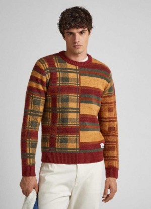 Pepe Jeans Multy Check Bomull Sweatshirt Jumpers Herr Orange | 415783YVM