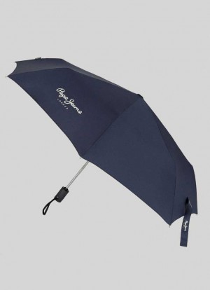 Pepe Jeans Ned Folding Automatisk Umbrella Paraplyer Herr Marinblå | 408276AWC