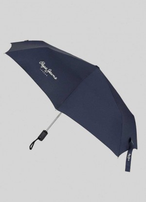 Pepe Jeans Ned Folding Automatisk Umbrella Paraplyer Dam Marinblå | 204759IZE