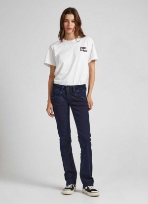 Pepe Jeans New Gen Regular Fit Mid-rise Jeans Straight Jeans Dam Blå | 609452YDF