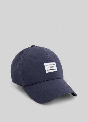 Pepe Jeans Nylon Cap With Printed Logo Kepsar Herr Blå | 163975RMT