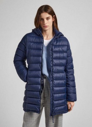 Pepe Jeans Nylon Puffer Jacket Jacka Dam Blå | 135782JPE