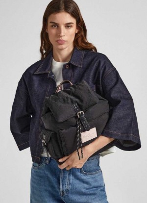 Pepe Jeans Nylon Travel Backpack Väskor & Ryggsäck Dam Svarta | 145987IBN