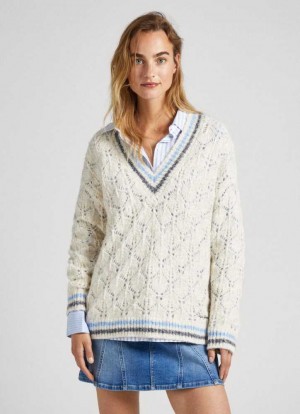 Pepe Jeans Openwork Detail Jumper Jumpers Dam Vita | 578230PXD