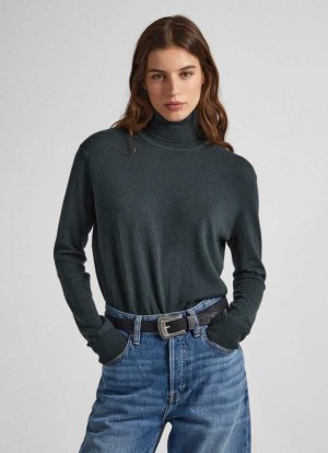 Pepe Jeans Openwork Detail Knit Stickat Dam Gröna | 317052TLK