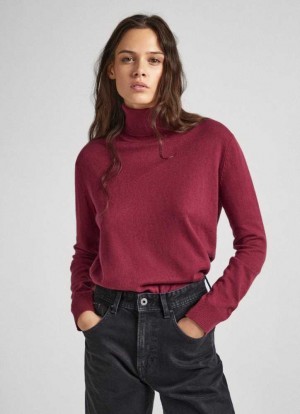 Pepe Jeans Openwork Detail Knit Stickat Dam Vinröda Röda | 781462JLY
