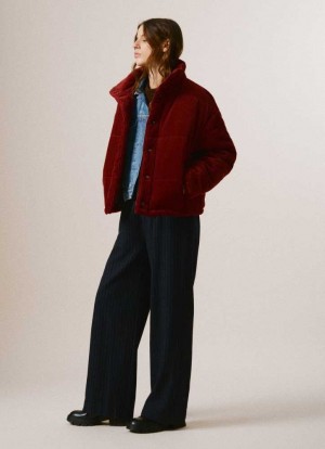 Pepe Jeans Oversized Corduroy Puffer Jacket Jacka Dam Vinröda Röda | 087614BFE