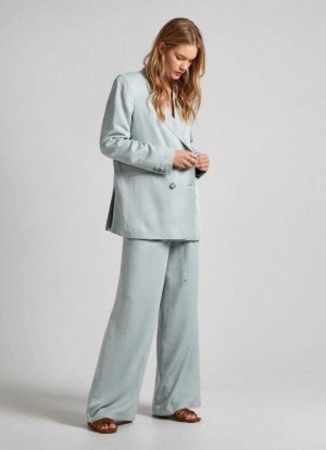 Pepe Jeans Palazzo Tencel Trousers Långbyxor Dam Gröna | 795231ZRH