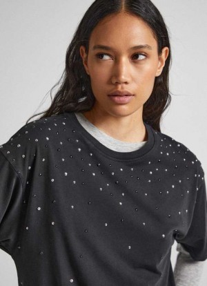 Pepe Jeans Pearl Detail T-shirt T-shirt Dam Svarta | 609314BTL