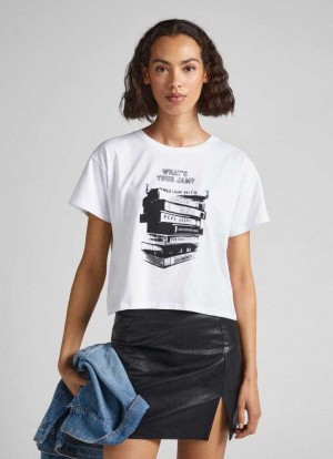 Pepe Jeans Photo Print T-shirt T-shirt Dam Vita | 254389ROE