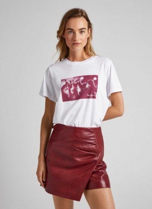 Pepe Jeans Photo Print T-shirt T-shirt Dam Vita | 723106GER