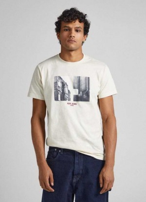 Pepe Jeans Photo Print T-shirt T-shirt Herr Vita | 590231ZUD
