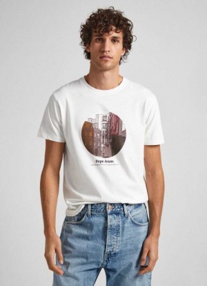 Pepe Jeans Photo Print T-shirt T-shirt Herr Vita | 739160YVQ