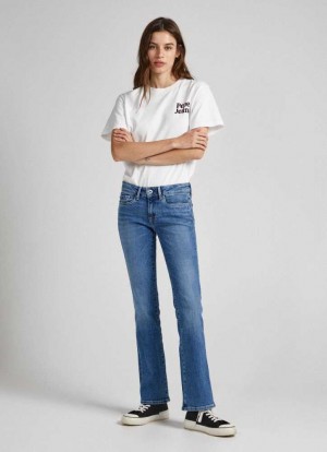 Pepe Jeans Piccadilly Slim Fit Mid-rise Jeans Denim Dam Blå | 578916MUY