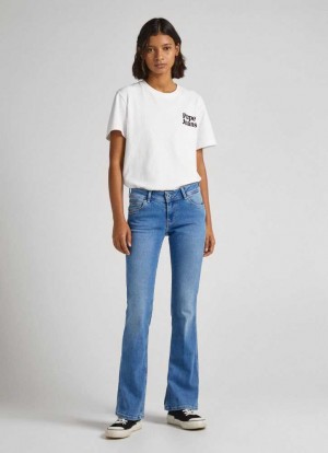 Pepe Jeans Pimlic Regular Fit Mid-rise Jeans Slim Jeans Dam Blå | 438126JEP
