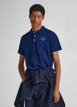 Pepe Jeans Piqu Piketröja Herr Mörkblå | 746530DNK