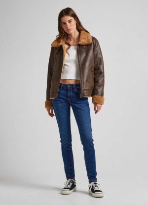 Pepe Jeans Pixie Mager Fit Mid-rise Jeans Skinny Jeans Dam Blå | 529183EHG