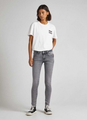 Pepe Jeans Pixie Mager Fit Mid-rise Jeans Skinny Jeans Dam Blå | 367180PGF