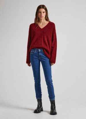 Pepe Jeans Pixie Mager Fit Mid-rise Jeans Skinny Jeans Dam Blå | 247615XFZ