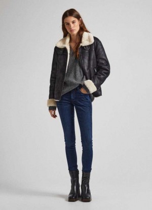 Pepe Jeans Pixie Mager Fit Mid-rise Jeans Denim Dam Blå | 126509LVX