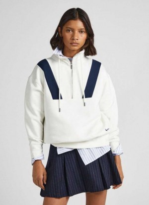 Pepe Jeans Polo Sweatshirt W/ Half Zip Tröjor Dam Vita | 754139BMK