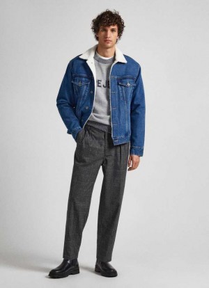 Pepe Jeans Prince Of Wales Trousers Långbyxor Herr Grå | 793582GZJ