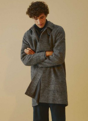 Pepe Jeans Prince Of Wales Ull Coat Jacka Herr Grå | 327904ZVY