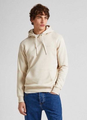 Pepe Jeans Printed Back Hoodie Sweatshirt Tröjor Herr Ljusbeige | 506489VMZ