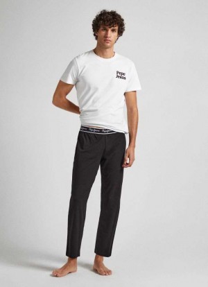 Pepe Jeans Printed Logo Bomull Trousers Underkläder Herr Svarta | 298417QAK
