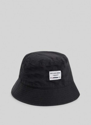 Pepe Jeans Printed Logo Bucket Hat Kepsar Herr Svarta | 196257VNM