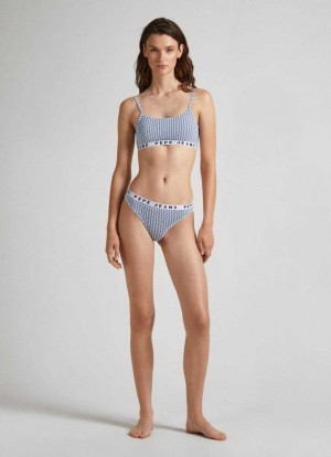 Pepe Jeans Printed Logo String Underkläder Dam Blå | 735026APS