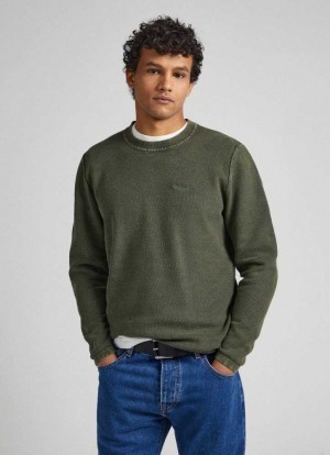 Pepe Jeans Printed Logo Sweatshirt Jumpers Herr Olivgröna Gröna | 723489VKD