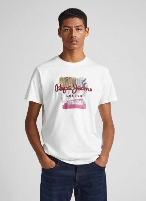 Pepe Jeans Puff Print T-shirt T-shirt Herr Vita | 569017GCW