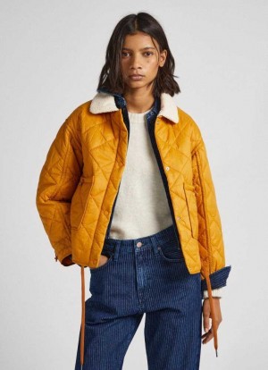 Pepe Jeans Quiltad Down Jacket Jacka Dam Gula | 315264JYP