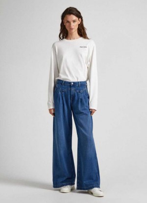 Pepe Jeans Quinn Relaxed Fit Mid-rise Jeans Trends Dam Blå | 317084PKJ
