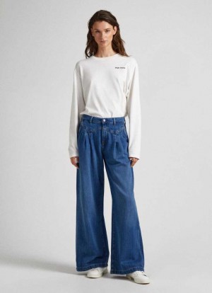 Pepe Jeans Quinn Relaxed Fit Mid-rise Jeans Denim Dam Blå | 305198IOE